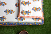 Tangerine Skie Premium Cotton Hand Block Print Bedsheet